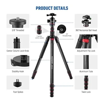 Neewer 79 Inches Carbon Fiber Tripod - Lightweight & Versatile