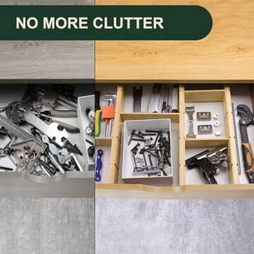 Utoplike Kitchen Drawer Divider with Inserts, Bamboo Drawers Organizer Adjustable, 4 pcs Large Expandable Wood Socks Drawer Organization for Dresser, Office, Spring Loaded
