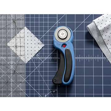 OLFA 45mm Ergonomic Rotary Cutter (RTY-2DX/PBL) - Rotary Fabric Cutter w/Blade Cover & Squeeze Trigg...