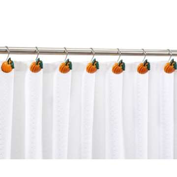 Decorative CHICTIE Pumpkin Shower Curtain Hooks, 12Pcs