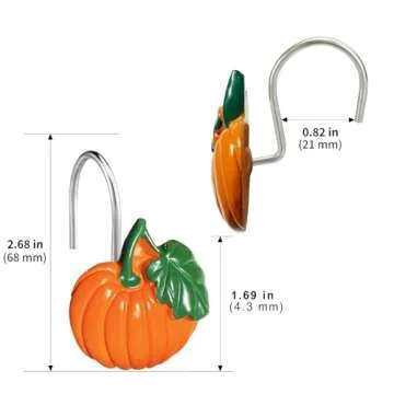 Decorative CHICTIE Pumpkin Shower Curtain Hooks, 12Pcs