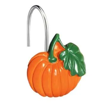 Decorative CHICTIE Pumpkin Shower Curtain Hooks, 12Pcs