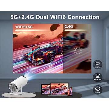 Magcubic Mini Projector 4K 1080P Support, Portable Projector WiFi6 Bluetooth 5.0 Android 11, Smart Projector Auto Horizontal Correction,180°Rotatable Outdoor Movie Projector Compatible with Phone