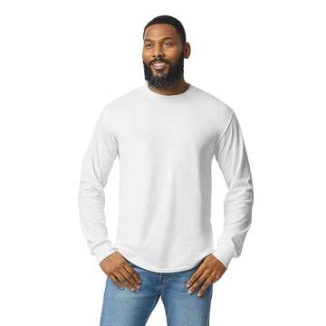 Gildan Men's DryBlend Long Sleeve T-Shirt, Style G8400, 2-Pack, White, 2X-Large