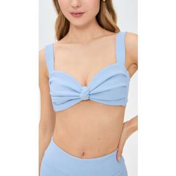 Montce Women's Hayden Bikini Top - Stylish Peri Rib in Blue, XL