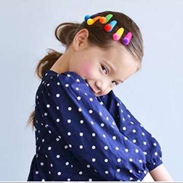 Belle Beau Baby Girls Felt Hair Bows, Pom Pom Snap Clips Value Set, For Kids Toddlers Girls (K)