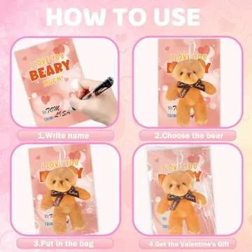 Shemira Valentine's Gift Cards with Plush Bears for Kids