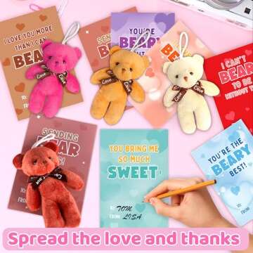 Shemira Valentine's Gift Cards with Plush Bears for Kids