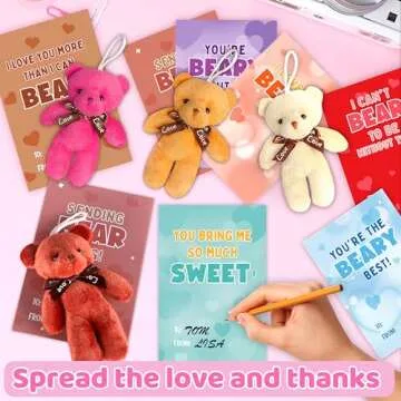Shemira Valentine's Gift Cards with Plush Bears for Kids