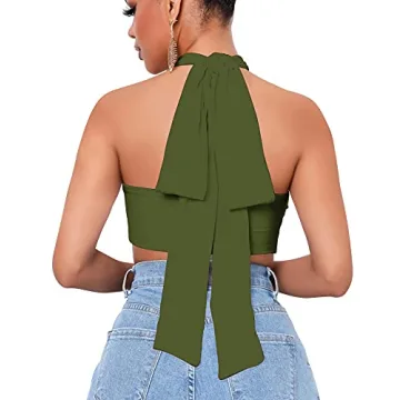 MOKORU Women's Sleeveless Self Tie Backless Tank Top