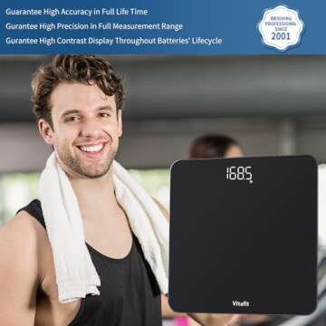 Vitafit Digital Bathroom Scale for Body Weight, Weighing Professional Since 2001, Clear LED Display ...