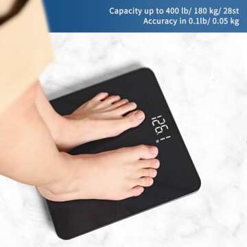 Vitafit Digital Bathroom Scale for Body Weight, Weighing Professional Since 2001, Clear LED Display and Step-On, 3*AAA Batteries Included, 400lb/180kg, Spray Silver Black