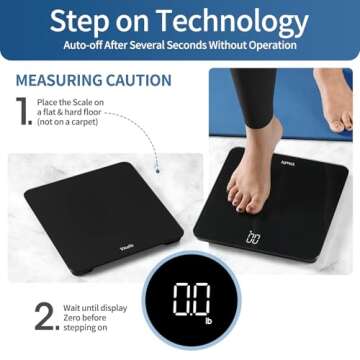Vitafit Digital Bathroom Scale for Body Weight, Weighing Professional Since 2001, Clear LED Display and Step-On, 3*AAA Batteries Included, 400lb/180kg, Spray Silver Black