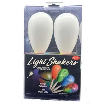 Pack of 2 Light Shakers LED Light Up Maracas - Choose From Multiple Modes: Solid Red, Green, and Blue; Plus COLOR CHANGE (Alternates Colors With Every Shake)