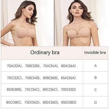 Ooosonlu Stick on Bra Invisible Strapless Sticky Bra Push Up Sticky Bra Adhesive Bras Strapless Bras for Women, Backless Strapless Bra