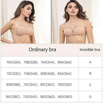 Ooosonlu Stick on Bra Invisible Strapless Sticky Bra Push Up Sticky Bra Adhesive Bras Strapless Bras for Women, Backless Strapless Bra