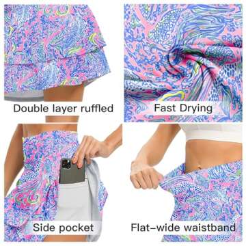 WOWENY Women's Athletic Pleated Tennis Skirt Ladies Active Layered Skort with Pocket Running Golf Sk...