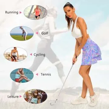 WOWENY Women's Athletic Pleated Tennis Skirt Ladies Active Layered Skort with Pocket Running Golf Skirt with Ruffle for Workout Sports Pickleball(2-Layer Floral01,L)