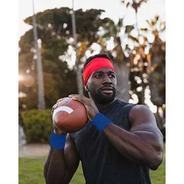 Suddora Wrist Sweatbands, Absorbent and Breathable Thick Cotton Bands for Working Out, Gymnastics, Basketball, Tennis, and Football, Multiuse Wristbands for Costumes and Cosplay (Pair) (Blue)