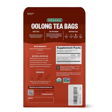 FGO Organic Oolong Tea, 100 Count, Eco-Conscious Tea Bags, Caffeine Free, Packaging May Vary (Pack of 1)