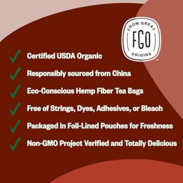 FGO Organic Oolong Tea, 100 Count, Eco-Conscious Tea Bags, Caffeine Free, Packaging May Vary (Pack of 1)