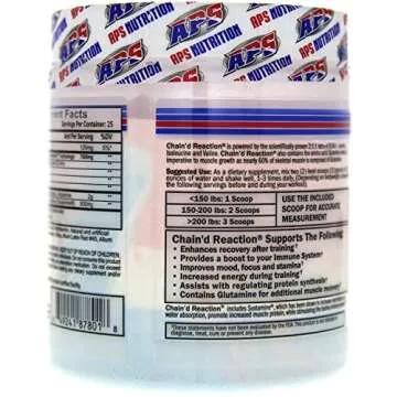 Chain'd Reaction BCAA Powder - Muscle Building Amino Acid Recovery Aid for More Strength & Size, Rocket Pop, 300 Gram