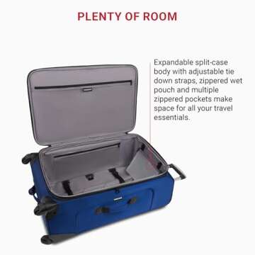 SwissGear Sion Softside Expandable Luggage, Blue, Checked-Large 29-Inch