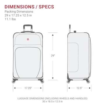 SwissGear Sion Softside Expandable Luggage, Blue, Checked-Large 29-Inch