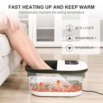 Foot Spa with Heat and Massage and Jets, Collapsible Foot Bath with Bubbles, Vibration, Red Light Pe...