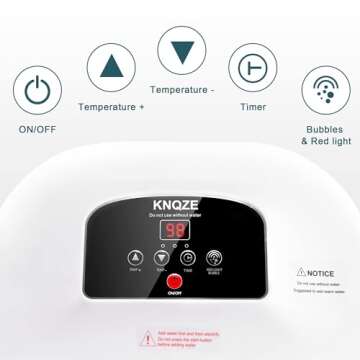 Foot Spa with Heat and Massage and Jets, Collapsible Foot Bath with Bubbles, Vibration, Red Light Pedicure Foot Soaking Tub, Temperature Control, 8 Massage Roller, Pumice Stone Foot Spa Massager