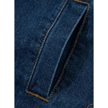 Sidefeel Women's Jean Jacket Oversized Boyfriend Button Up Long Sleeve Denim Jackets Deep Blue Small