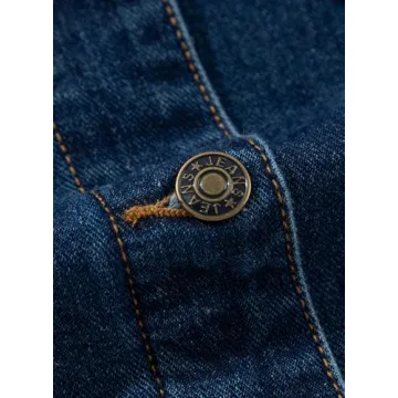 Sidefeel Women's Jean Jacket Oversized Boyfriend Button Up Long Sleeve Denim Jackets Deep Blue Small
