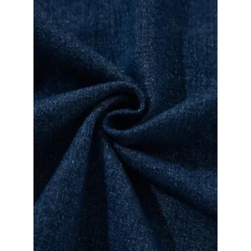 Sidefeel Women's Jean Jacket Oversized Boyfriend Button Up Long Sleeve Denim Jackets Deep Blue Small