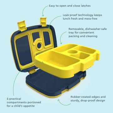 Bentgo Kids Prints Leak-Proof, 5-Compartment Bento-Style Kids Lunch Box - Ideal Portion Sizes for Ages 3-7, Durable, Drop-Proof, Dishwasher Safe, & Made with BPA-Free Materials (Space)