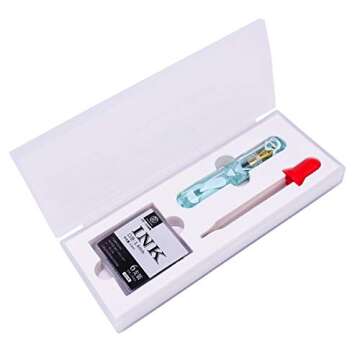 MAJOHN Wancai Mini Fountain Pen Ink Transparent Pocket-Size Travel Short Pen Fine Nib 0.5mm Writing Gift Pen with 6 PCS Black Ink Cartridges - Mint Green Pattern