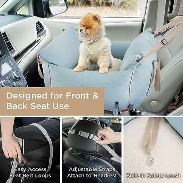 Lesure Small Dog Car Seat for Small Dogs - Waterproof Dog Booster Seat for Car with Storage Pockets ...