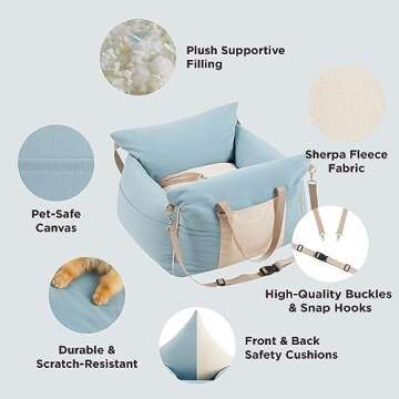 Lesure Dog Car Booster Seat for Small Pets - Light Blue