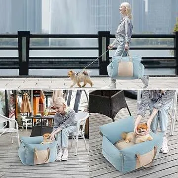 Lesure Dog Car Booster Seat for Small Pets - Light Blue