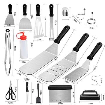 Griddle Accessories for Blackstone, 32 Pcs Grill Accessories Kit Barbecue Tools Set Heavy Duty Spatu...