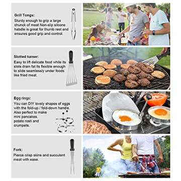 Griddle Accessories for Blackstone, 32 Pcs Grill Accessories Kit Barbecue Tools Set Heavy Duty Spatula Scraper Cleaning Kit Cooking Utensils with Carrying Bag for Outdoor Camping
