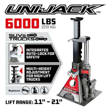 Powerbuilt 3 Ton, Bottle Jack and Jack Stands in One, 6000 Pound Capacity, All-in-One Car Lift, Heav...