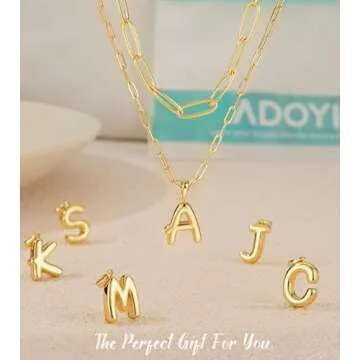 ADOYI Gold Balloon Initial Necklace for Women