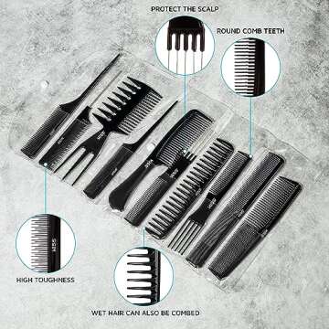 KISS Professional 10-pc Comb Set-Detangle & Style Assortment