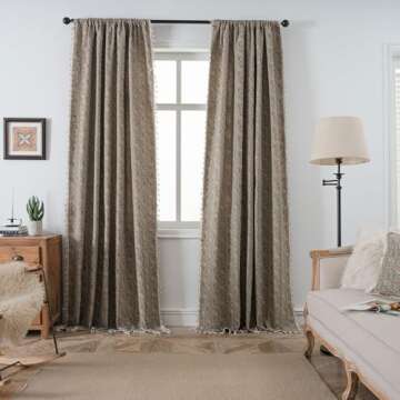 ENJOYBRIDAL Floral Living Room Curtains 84 Inches Boho Drapes Jacquard Semi Sheer Bedroom Patterned ...