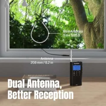 Raddy RF886 Portable Shortwave Radio AM/FM/SW/VHF/WB Digital Radio BT Connection with NOAA and Alert, Rechargeable Pocket Radio w/ 9.85 Ft Wire Antenna