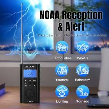 Raddy RF886 Portable Shortwave Radio AM/FM/SW/VHF/WB Digital Radio BT Connection with NOAA and Alert, Rechargeable Pocket Radio w/ 9.85 Ft Wire Antenna