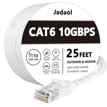 Cat 6 Ethernet Cable 25 ft, Outdoor&Indoor 10Gbps Support Cat8 Cat7 Network, Flat Internet RJ45 LAN ...