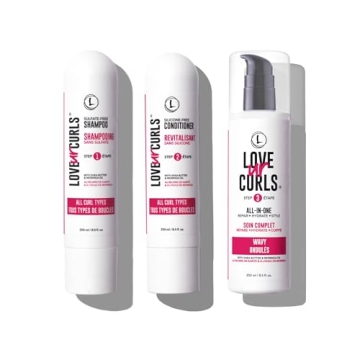 Love Ur Curls Shampoo & Conditioner Set with All in One Curl Cream Styler for Wavy Hair, 3 Step Syst...