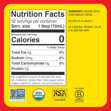 Bragg Organic Apple Cider Vinegar with the Mother - 16 fl oz - Raw and Unfiltered