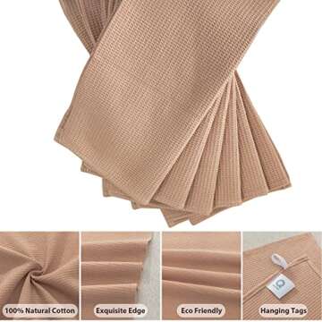 QUILTINA Dish Towels Set - Eco-Friendly Absorbent Cotton Kitchen Towels 6 Pack, 17x25 Inches